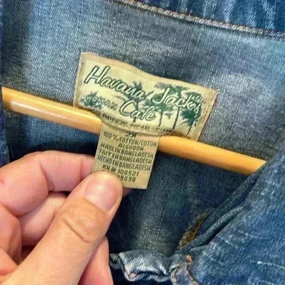 Havana Jacks cafe Dark Blue Jean Jacket Sz: 2X - Picture 2 of 13